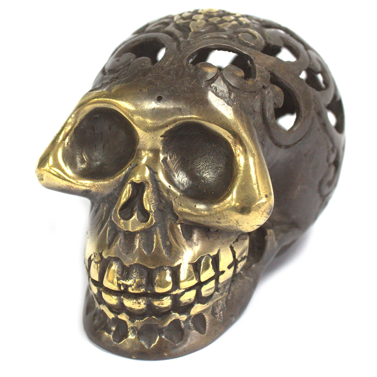 Vintage brass skull ornament