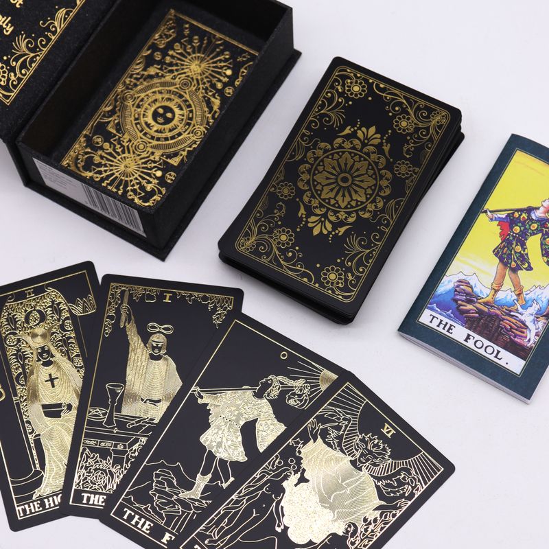 Gold foil tarot cards fanned out