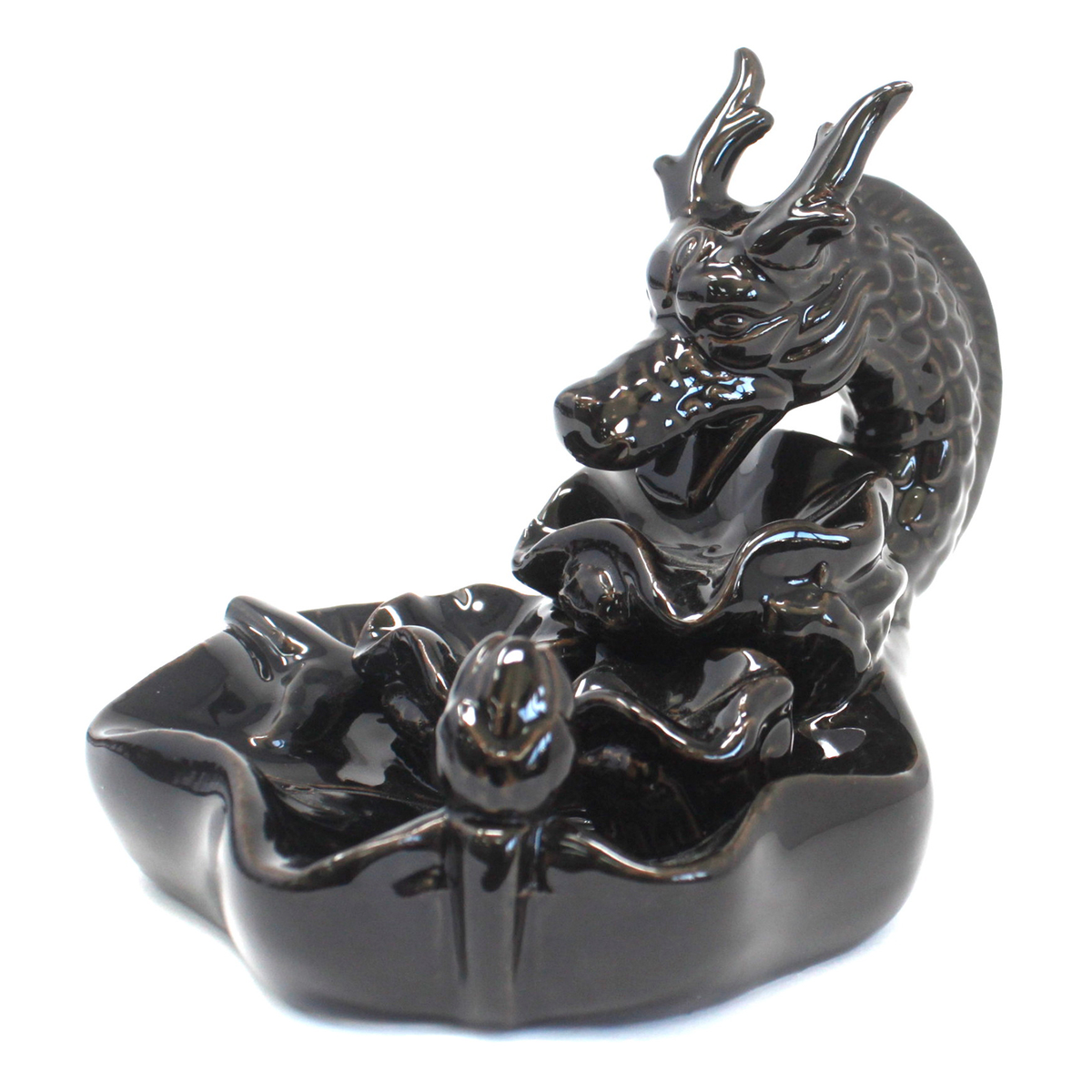 Large ceramic dragon pool backflow incense burner
