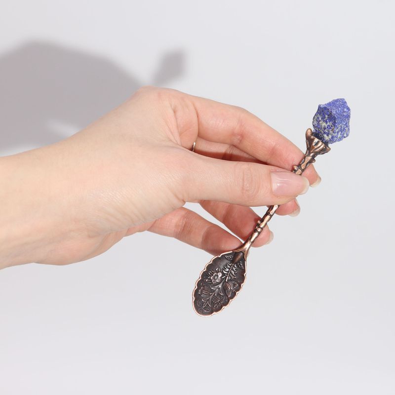 Gemstone spoon tops close-up