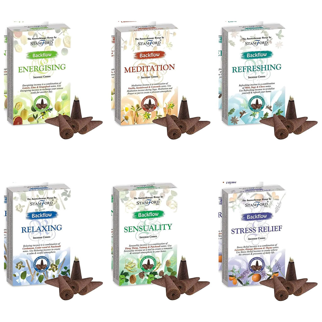 Backflow incense cones refill pack: six aromatherapy scents