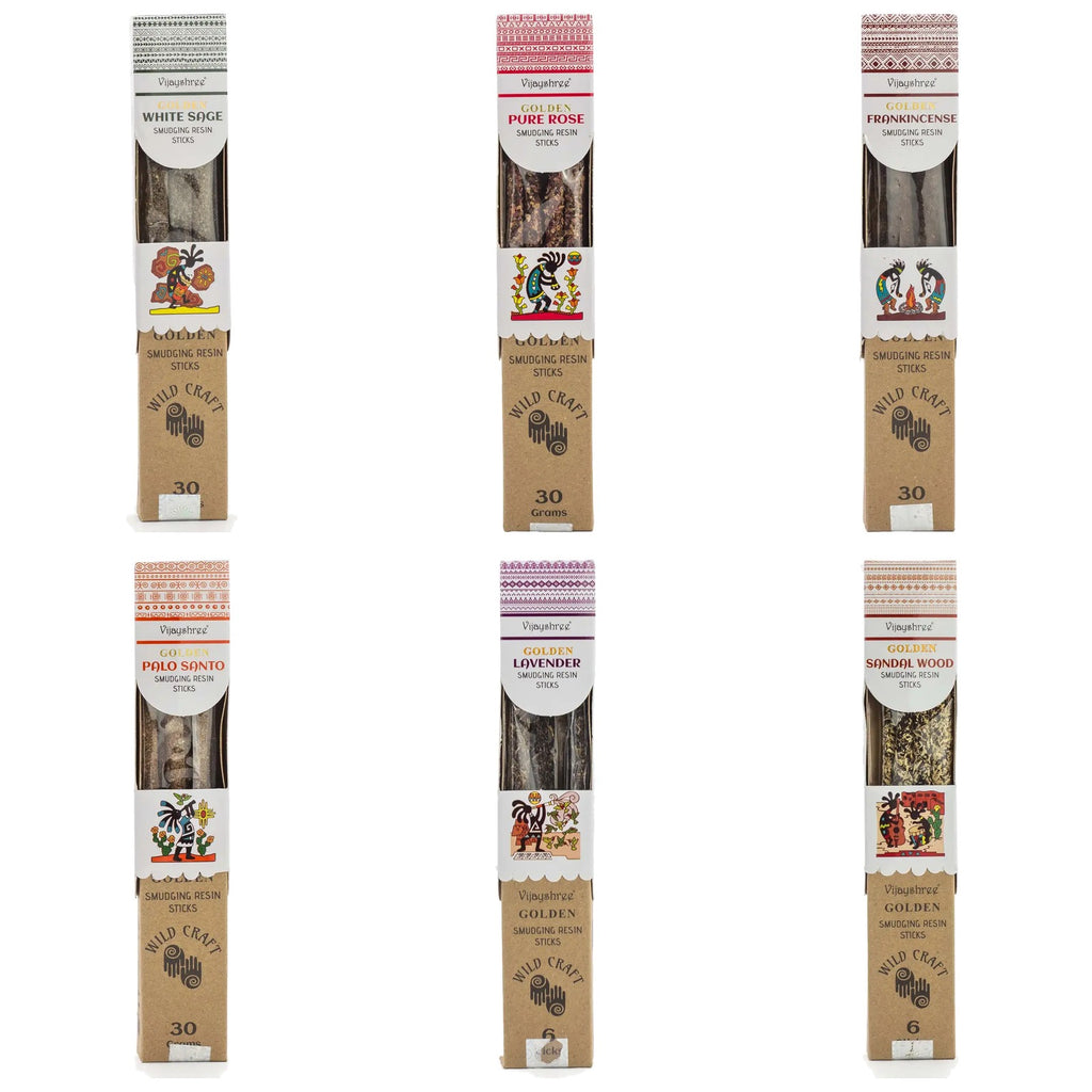 Six smudging resin incense packs