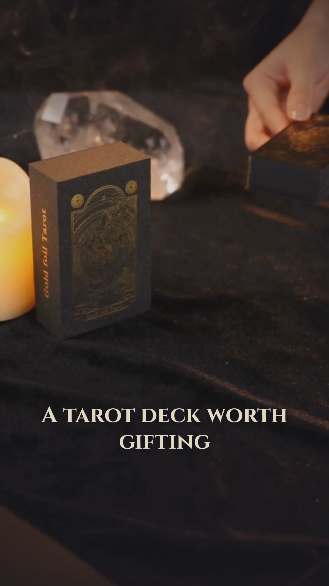 Video of the black-and-gold tarot deck and guidebook gift set